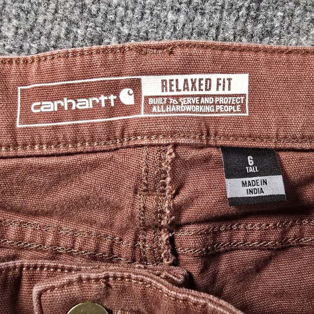Carhartt Women's Relaxed Fit Canvas Work Pants Brown Size 6 Tall Carpenter - Picture 5 of 8